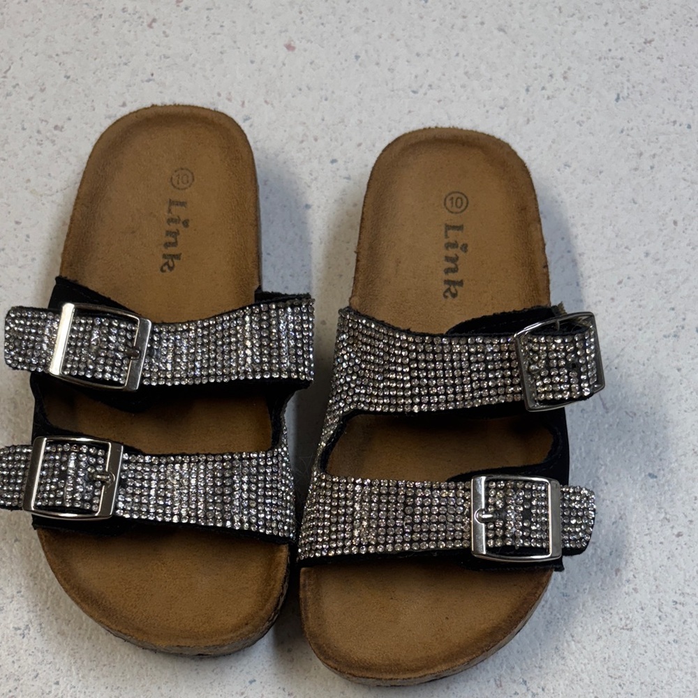Link Black Sandals with Silver Accents